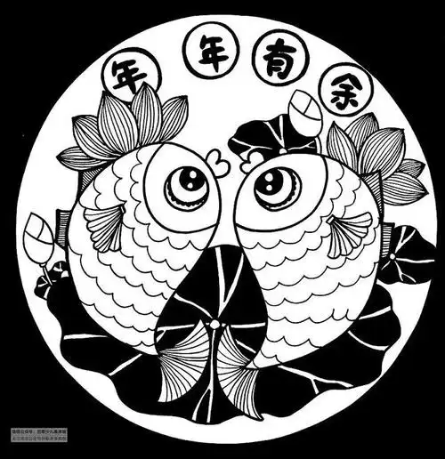 关于春节的儿童画,过春节的儿童画怎样画(新年主题画《传统吉祥图案"