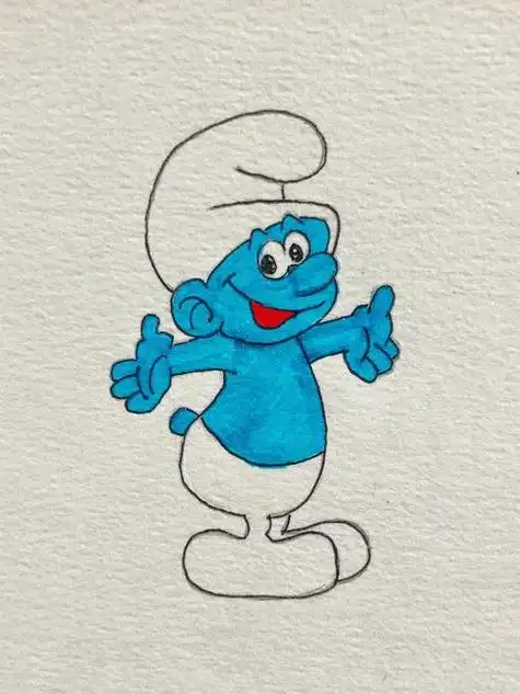 蓝精灵可可简笔画步骤