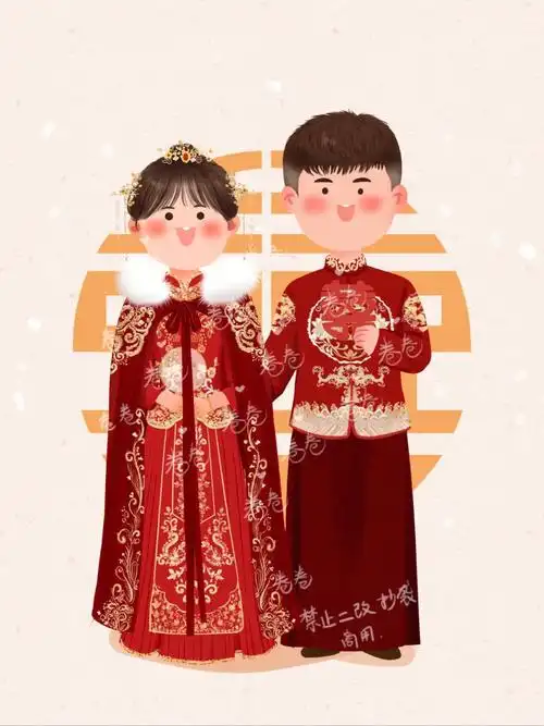 解锁手绘秀禾77披肩中式婚纱照