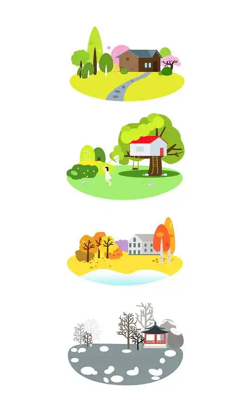 ai练习-一年四季插画