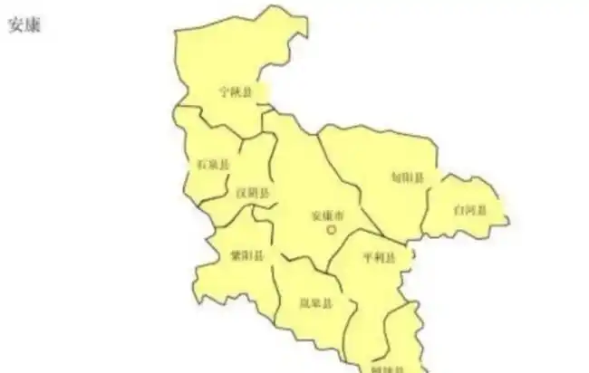 陕西省安康市地图多少个县区镇