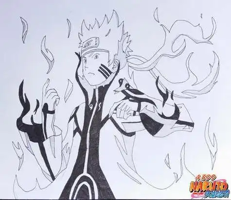 火影忍者鸣人九尾模式简笔画教学