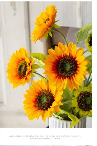 氧颜 向日葵仿真花束摆设客厅餐桌面假太阳花装饰插花艺摆件塑料绢花