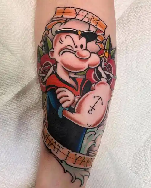 小臂newschool动漫人物大力水手波派纹身图案