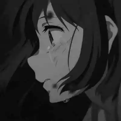 哭泣女生黑白动漫头像