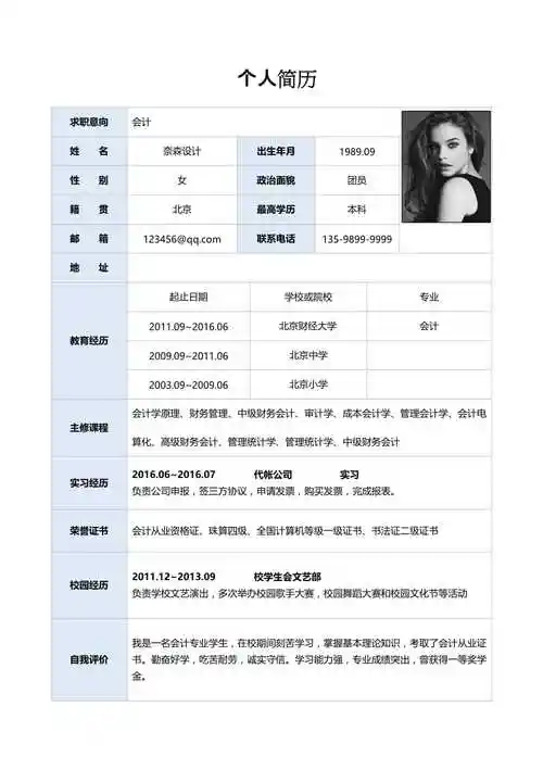 个人简历表格求职简历word9