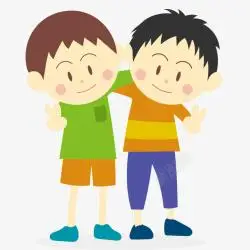 兄弟搂着肩膀的卡通男孩高清图片
