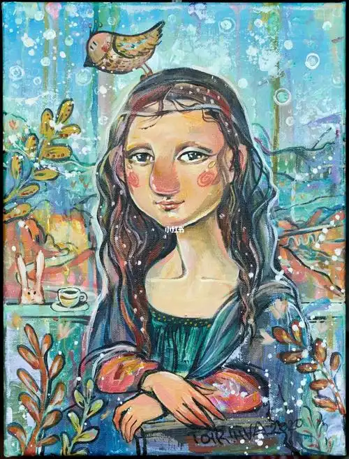 有些人想她快要生孩子.她非常喜欢她的生活.画蒙娜丽莎很有意思.