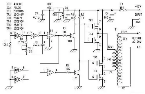 直流12v转交流100v逆变器电源电路设计