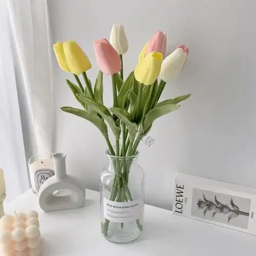 辉客映上ins郁金香仿真花花束假花高端卧室装饰客厅摆件餐桌桌面室内