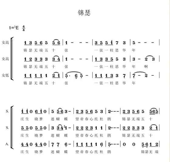成都女声合唱 锦瑟 重新改编编配#合唱编曲扒带制谱#童声二声 - 抖音