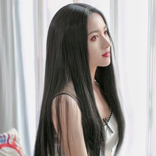 magic前蕾丝假发女长发中分黑长直仿真人发自然全头套式发套日常