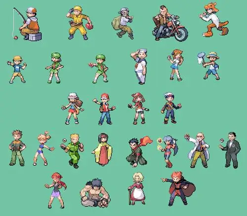 gba游戏神奇宝贝人物角色像素画欣赏