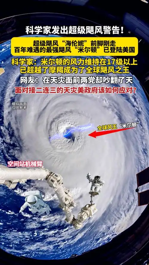 超级飓风"海伦妮"刚走百年难遇的最强飓风"米尔顿"已登陆美国