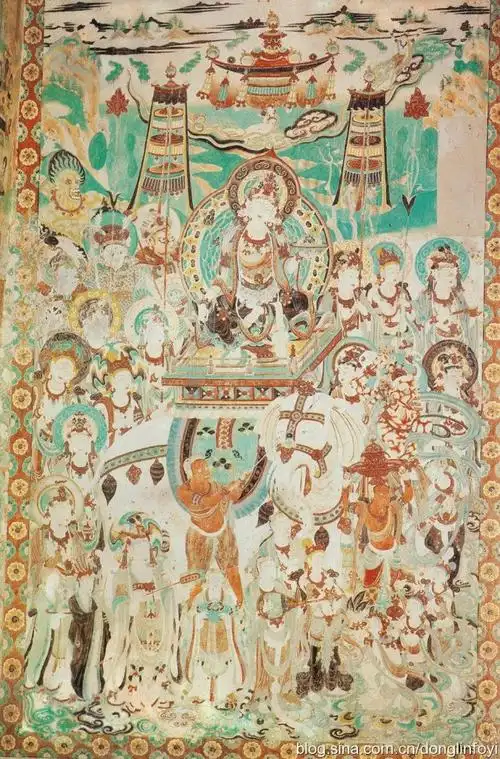 敦煌莫高窟第159窟内佛经变壁画.