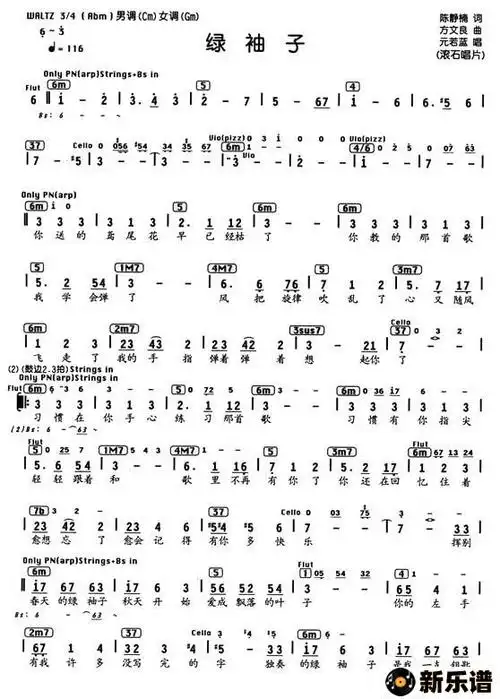 歌曲绿袖子的简谱歌谱下载