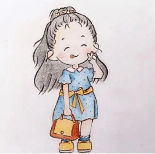 彩铅手绘小女孩彩铅画表情萌翻了