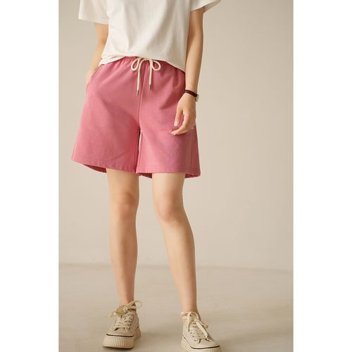 减龄h型显瘦五分裤 女士运动感中裤 毛圈高腰直筒短裤 夏款 女装