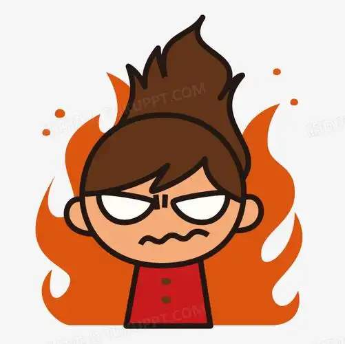 在整个配色上使用多种色彩作为基础色调,设计了一个正在生气发火的小