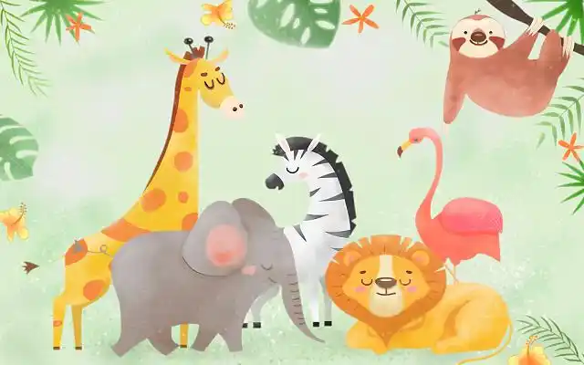 儿童节水彩卡通动物背景插画