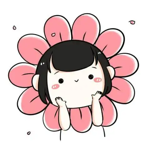 双手捧脸脖戴一圈花瓣扮成鲜花的女孩头像