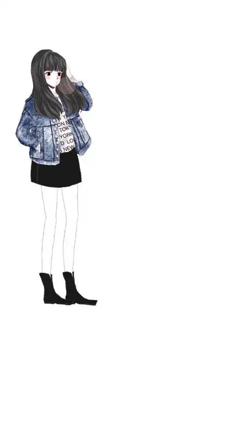 小清新手绘美女插画高清手机壁纸