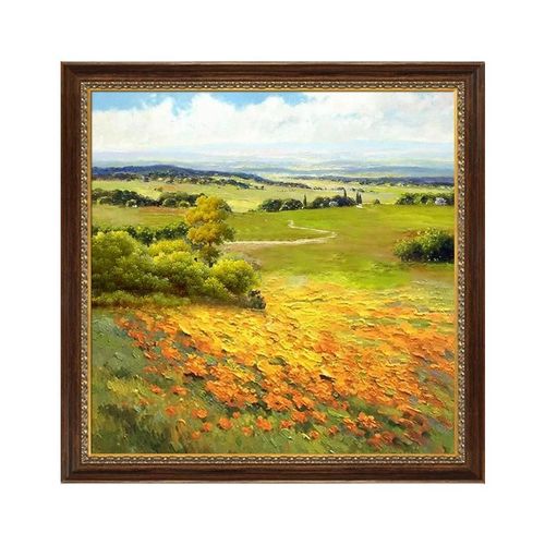 丰收纯手绘油画现代客厅玄关挂画餐厅装饰画美式田园乡村风景壁画