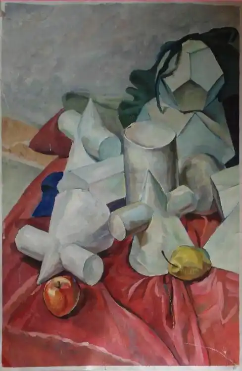 色彩几何体水粉画 水粉画几何图形