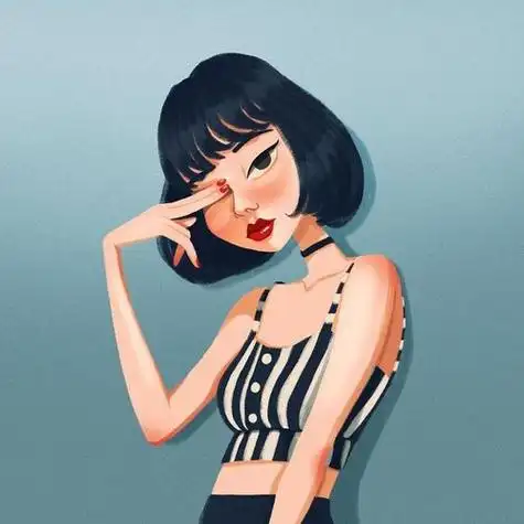 今日头像欧美风盐系短发女生插画头像