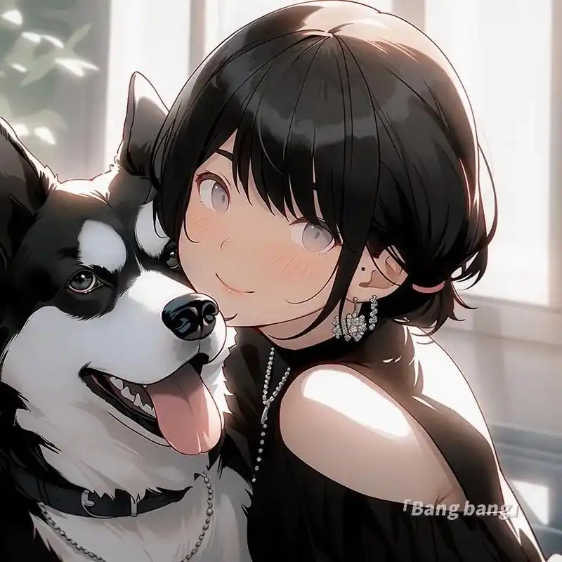 旧漫头像94少女和天使狗狗.黑柴 萨摩耶 拉布拉多 #旧漫头 - 抖音