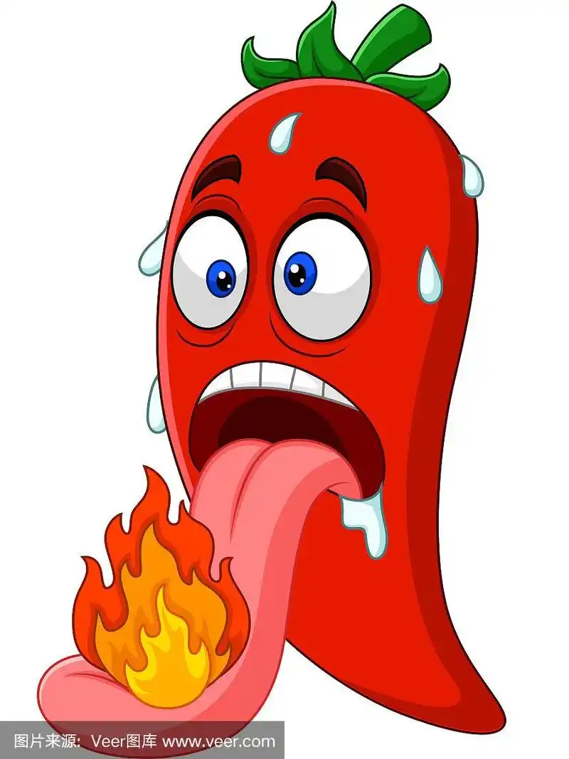 卡通辣椒,舌头燃烧