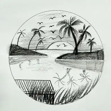 风景素描简单的素描风景画98素描风景画图片大全(2)乡村小路 素描风景