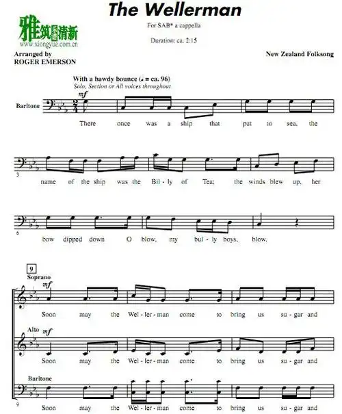thewellerman三声部阿卡贝拉谱