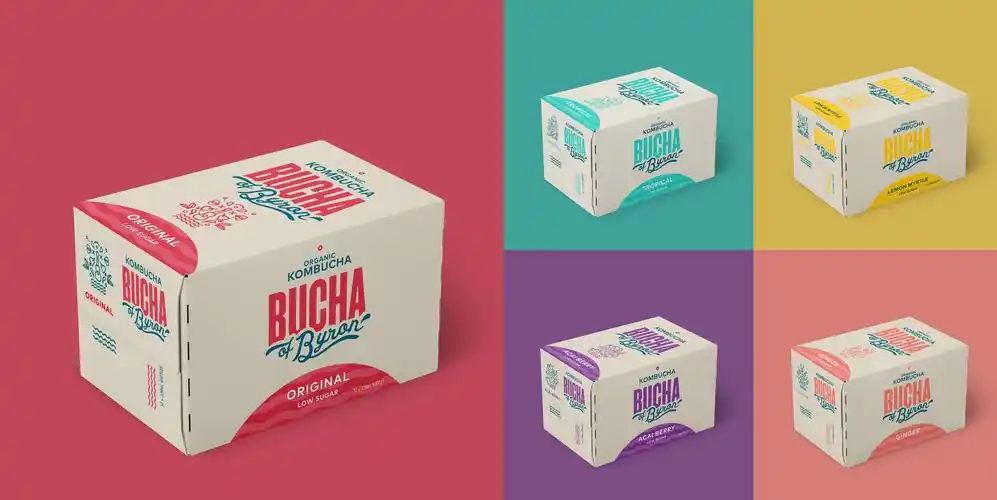 一款色彩突出手绘插图与品牌理念相融合的康普茶包装设计 康普茶标签