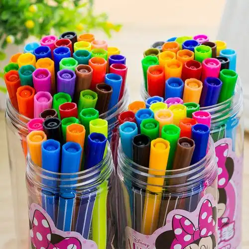 迪士尼水彩笔套装无毒可水洗12色彩色笔初学者24色手绘绘画画笔