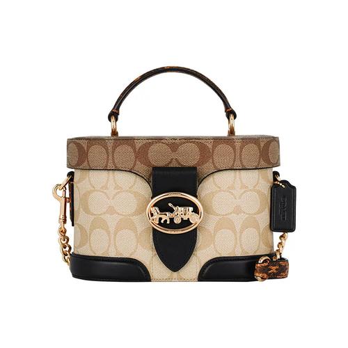 香港直邮coach蔻驰女包kay20系列pvc配皮老花单肩包斜挎包盒子包