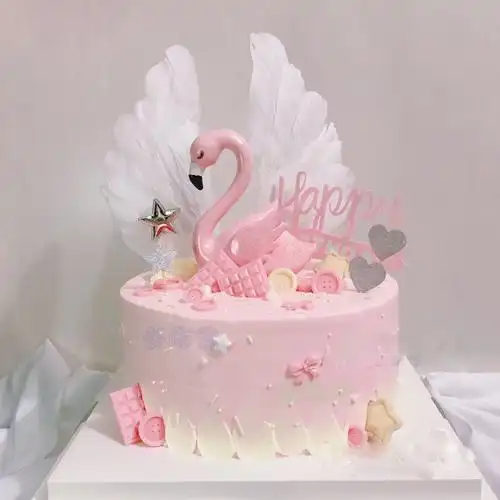 网红火烈鸟生日蛋糕同城抖音少女朋友羽毛ins女神新鲜蛋糕