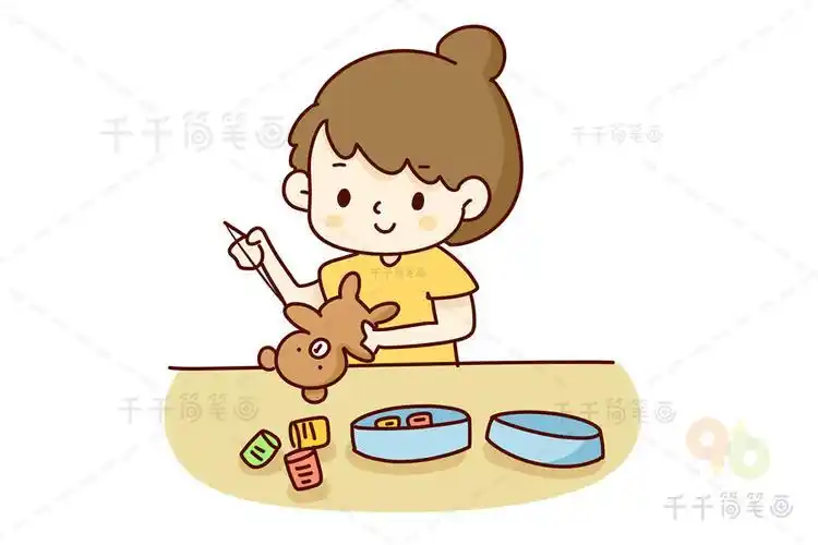 做手工的女孩简笔画女孩简笔画布娃娃小女孩简笔画怎么画怎么画卡通布