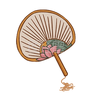 图怪兽原创元素手绘卡通大暑扇子蒲扇