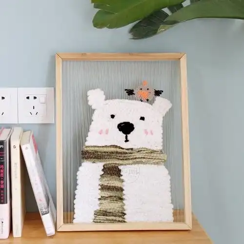 独家新品原创手工白熊小鸟 编织毛线画 客厅壁饰挂画装饰摆件包邮