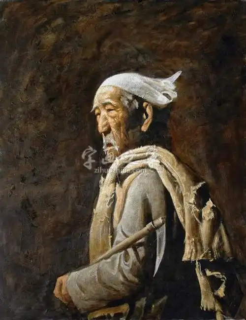 陈承齐油画作品《老农》布面横向尺寸70cm纵向尺寸90cm约5.
