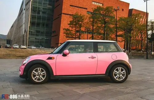 宝马mini水晶浅粉改色贴膜rg瑞集出品