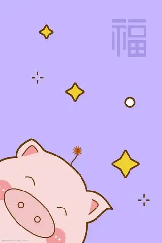 紫色简约萌系小猪新年壁纸风海报背景图片-图行天下图库