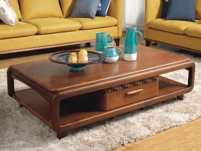 沃克家居北欧时尚客厅鹅掌楸木实木茶几