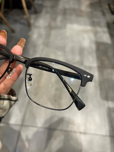 男生高级感复古半框眼镜斯文败类配有度数防蓝光辐射痞帅网红男士