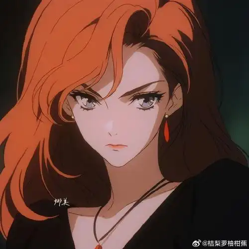 高冷女生头像|橙黄|暗色调    #二次元新鲜事#|#动漫