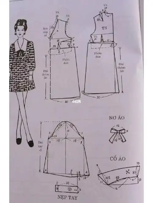 短款淑女连衣裙裁剪图打版图