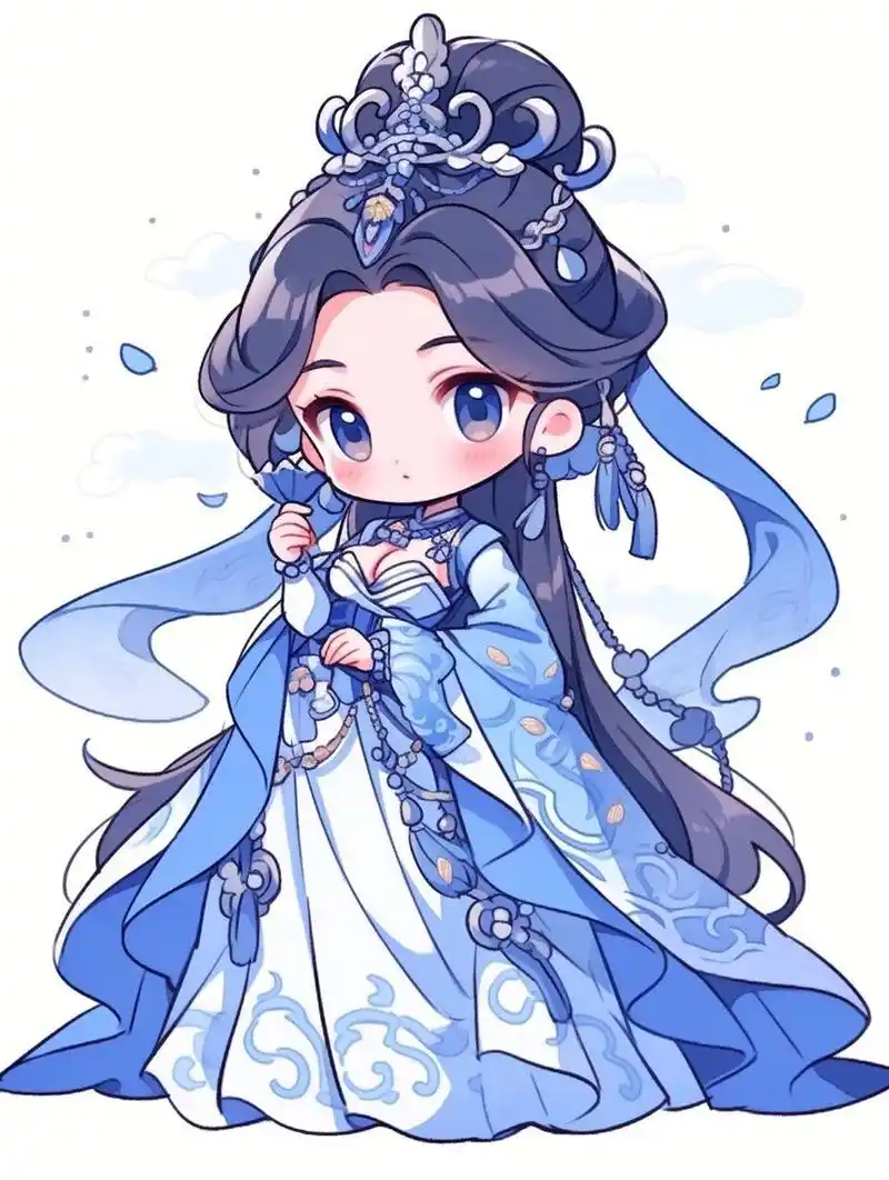 q版蓝色系古风美女主题