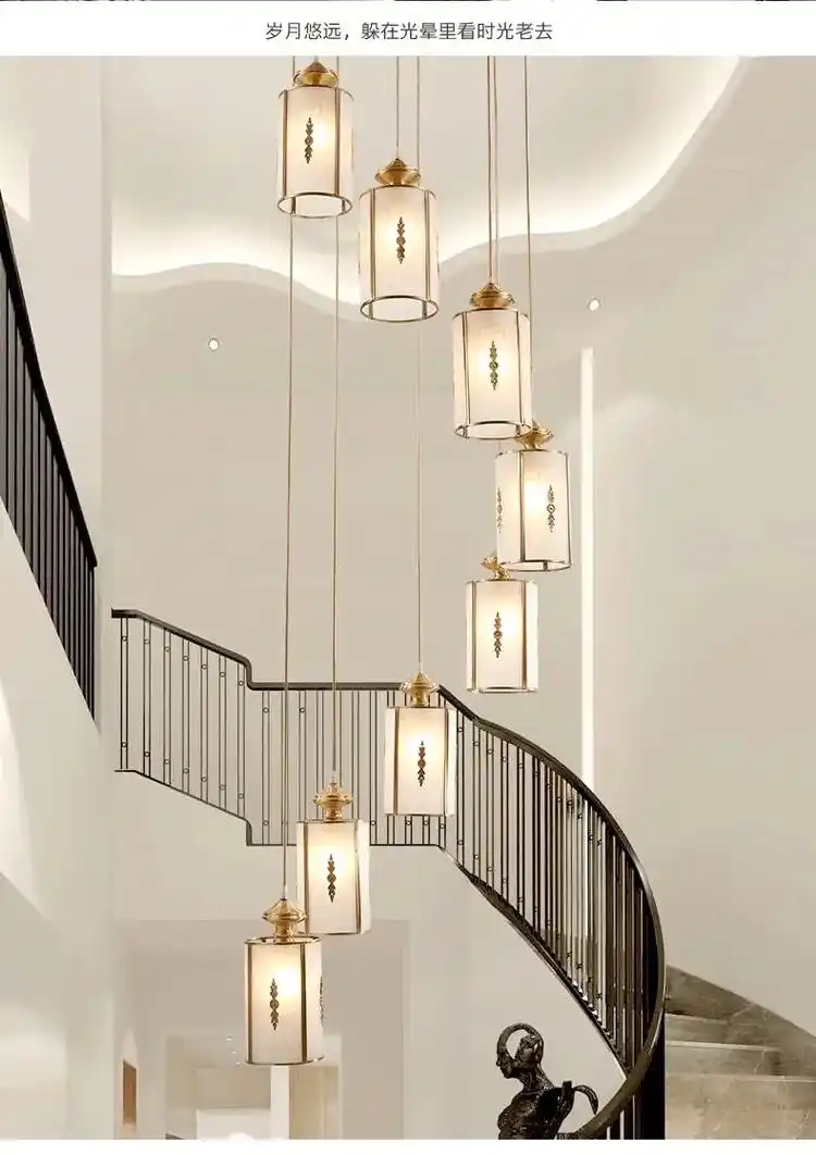 奢韵典范大气欧式轻奢全铜大厅楼梯间吊灯