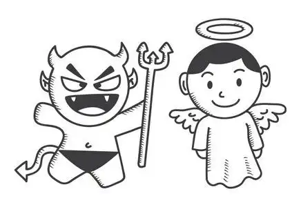 天使和魔鬼的卡通照片